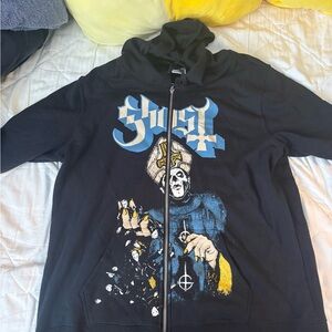 Ghost Black Zip-Up Hoodie